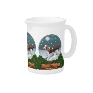 Welsh Springer Spaniel Christmas Drink Pitcher