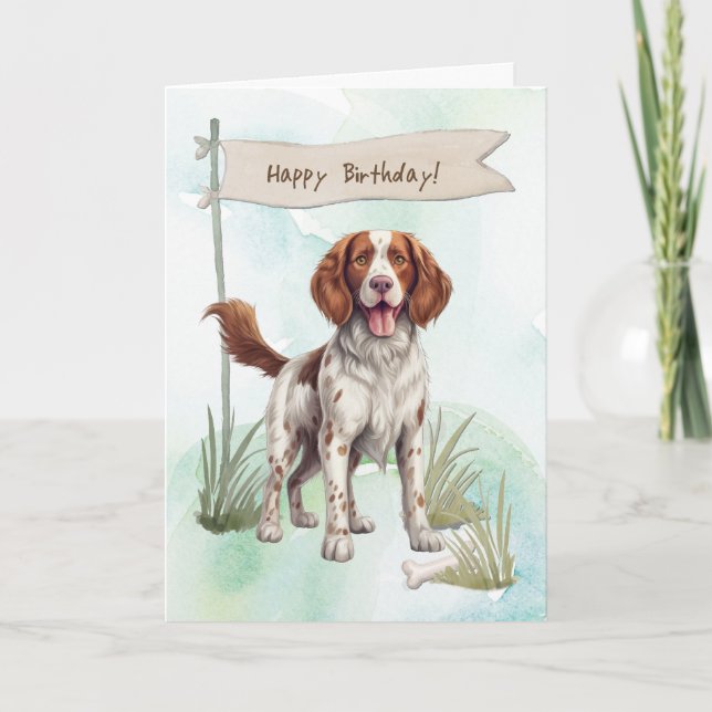 Welsh Springer Spaniel Dog Under Birthday Sign Card (Front)