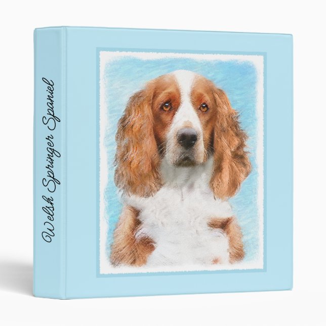 Welsh Springer Spaniel Painting - Original Dog Art 3 Ring Binder (Front/Spine)