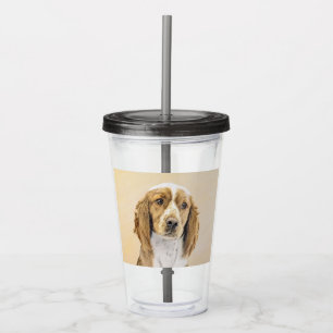 Welsh Springer Spaniel Painting - Original Dog Art Acrylic Tumbler