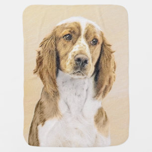 Welsh Springer Spaniel Painting - Original Dog Art Baby Blanket