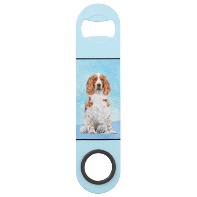 Welsh Springer Spaniel Painting - Original Dog Art Bar Key (Back)