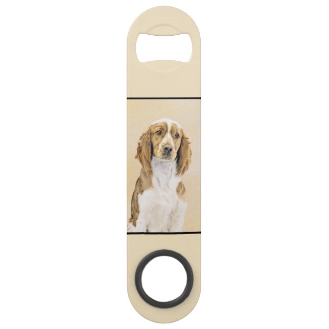 Welsh Springer Spaniel Painting - Original Dog Art Bar Key (Front)