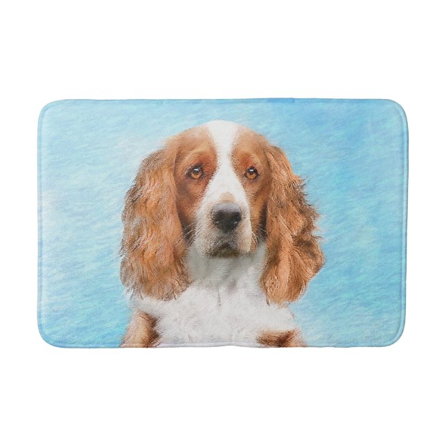 Welsh Springer Spaniel Painting - Original Dog Art Bath Mat (Front)