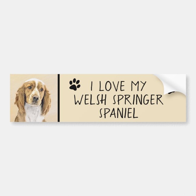 Welsh Springer Spaniel Painting - Original Dog Art Bumper Sticker (Front)