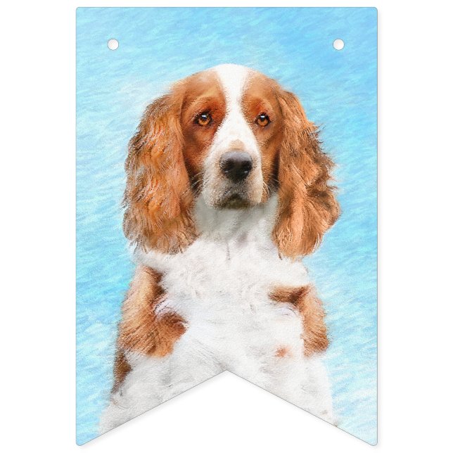 Welsh Springer Spaniel Painting - Original Dog Art Bunting Flags (First Flag)