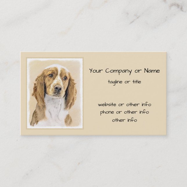 Welsh Springer Spaniel Painting - Original Dog Art Business Card (Front)