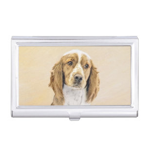 Welsh Springer Spaniel Painting - Original Dog Art Business Card Case