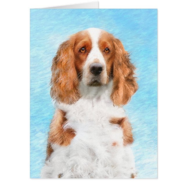 Welsh Springer Spaniel Painting - Original Dog Art Card (Front)