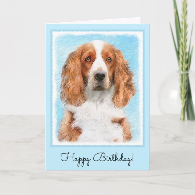 Welsh Springer Spaniel Painting - Original Dog Art Card (Front)