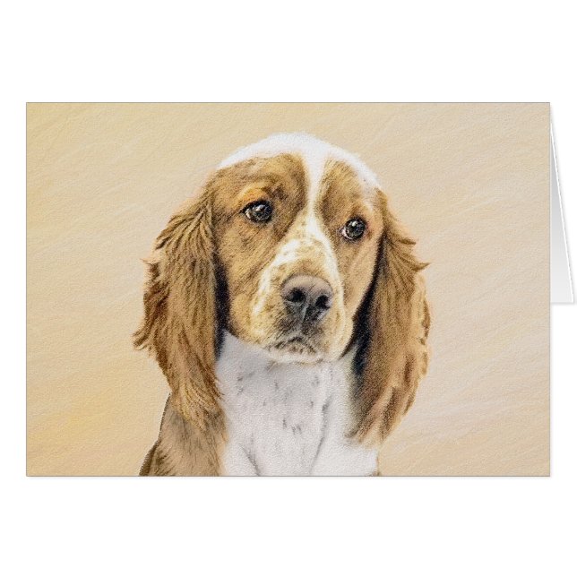 Welsh Springer Spaniel Painting - Original Dog Art Cards (Front Horizontal)