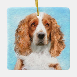 Welsh Springer Spaniel Painting - Original Dog Art Ceramic Ornament