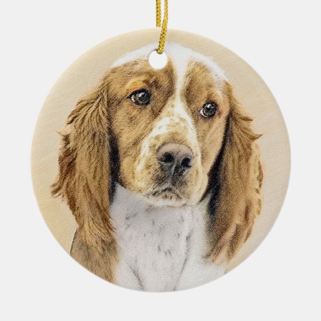 Welsh Springer Spaniel Painting - Original Dog Art Ceramic Ornament (Front)