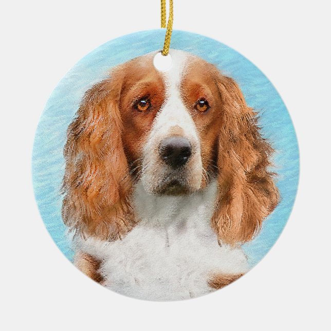 Welsh Springer Spaniel Painting - Original Dog Art Ceramic Ornament (Front)