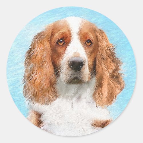 Welsh Springer Spaniel Painting _ Original Dog Art Classic Round Sticker