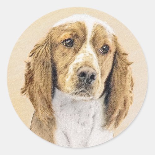 Welsh Springer Spaniel Painting _ Original Dog Art Classic Round Sticker