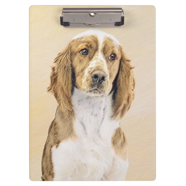Welsh Springer Spaniel Painting - Original Dog Art Clipboard (Front)