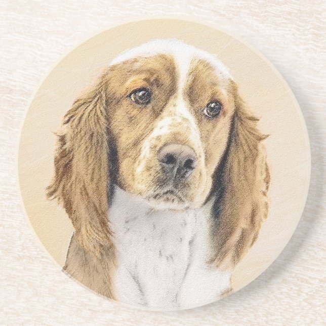 Welsh Springer Spaniel Painting - Original Dog Art Coaster (Front)