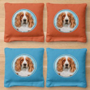Welsh Springer Spaniel Painting - Original Dog Art Cornhole Bags