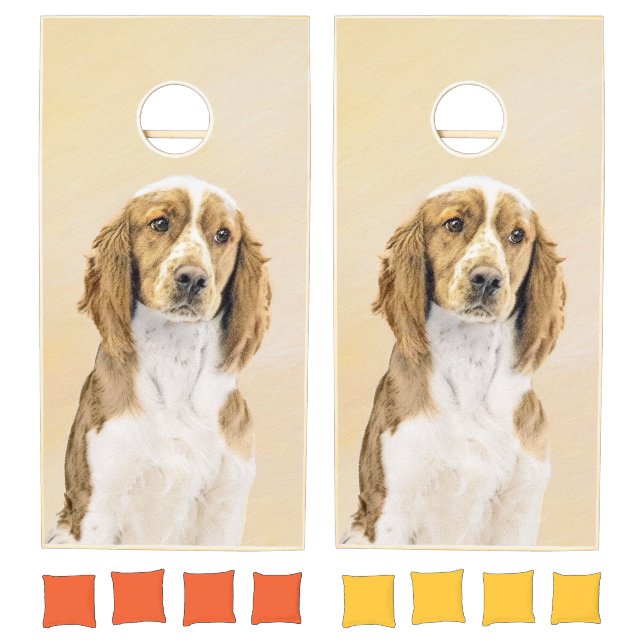 Welsh Springer Spaniel Painting - Original Dog Art Cornhole Set (Set)