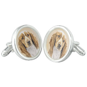 Welsh Springer Spaniel Painting - Original Dog Art Cufflinks