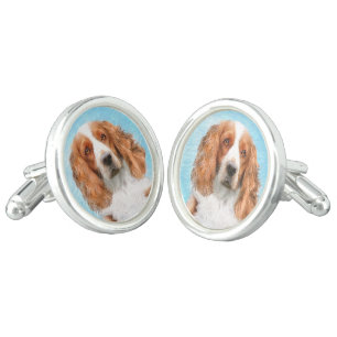 Welsh Springer Spaniel Painting - Original Dog Art Cufflinks