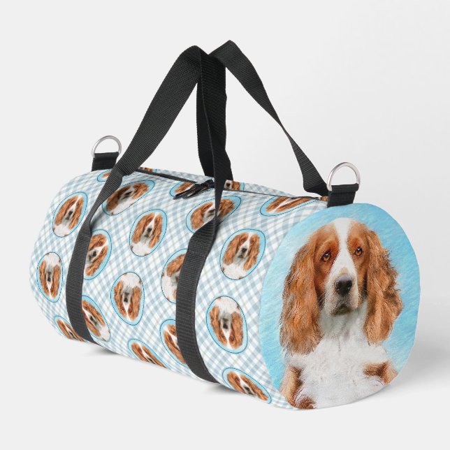 Welsh Springer Spaniel Painting Original Dog Art Duffle Bag (Left Corner)