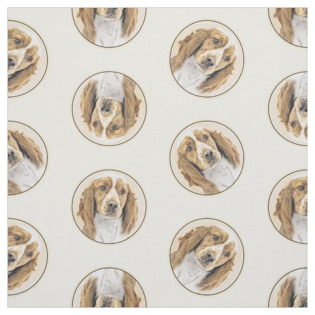 Welsh Springer Spaniel Painting Original Dog Art Fabric