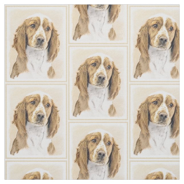 Welsh Springer Spaniel Painting - Original Dog Art Fabric (Swatch)