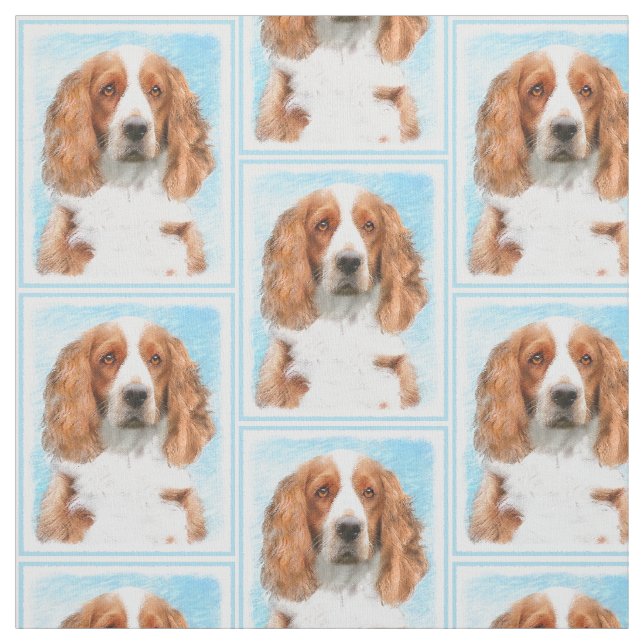 Welsh Springer Spaniel Painting - Original Dog Art Fabric (Swatch)