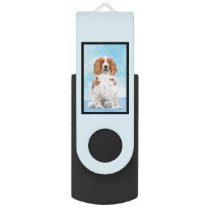 Welsh Springer Spaniel Painting - Original Dog Art Flash Drive