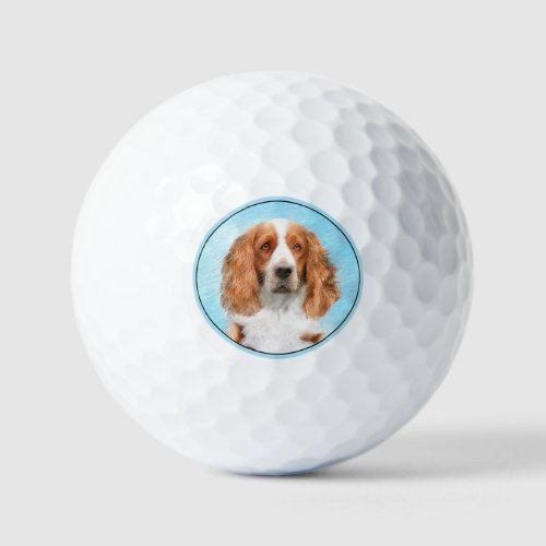 Welsh Springer Spaniel Painting _ Original Dog Art Golf Balls