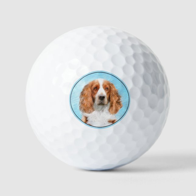 Welsh Springer Spaniel Painting - Original Dog Art Golf Balls (Front)