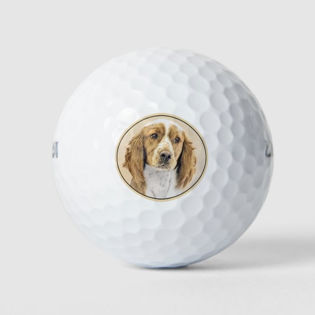 Welsh Springer Spaniel Painting - Original Dog Art Golf Balls (Front)