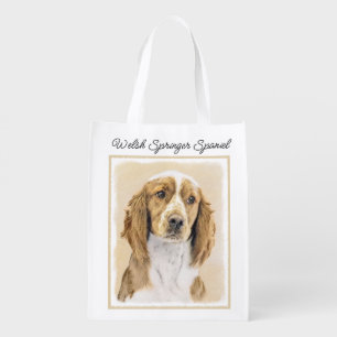 Welsh Springer Spaniel Painting - Original Dog Art Grocery Bag