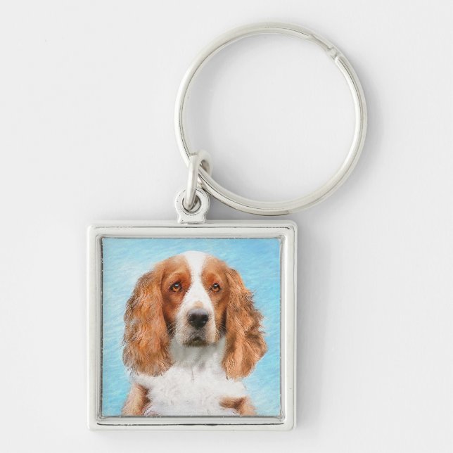 Welsh Springer Spaniel Painting - Original Dog Art Keychain (Front)