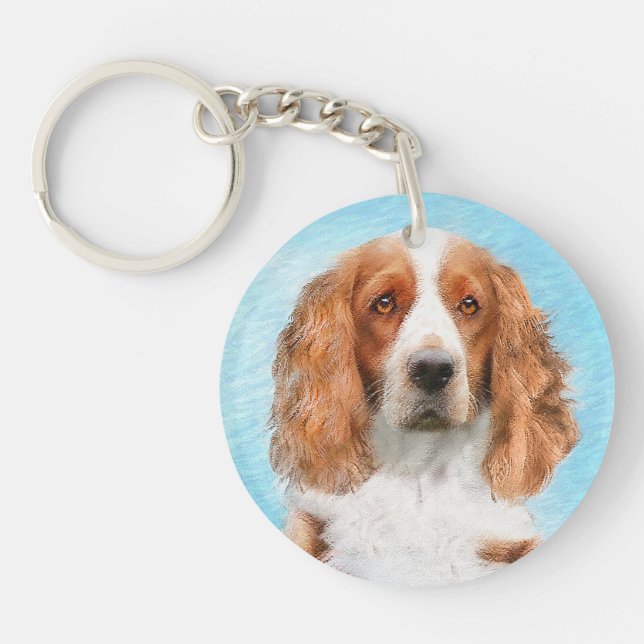 Welsh Springer Spaniel Painting - Original Dog Art Keychain (Front)