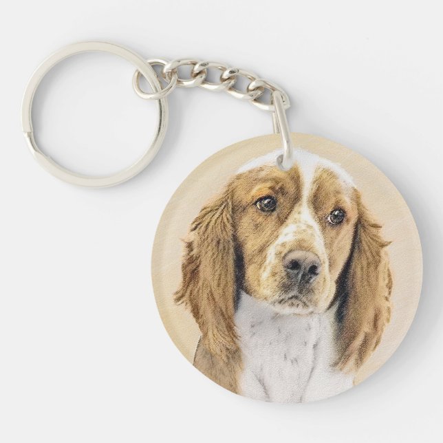 Welsh Springer Spaniel Painting - Original Dog Art Keychain (Front)