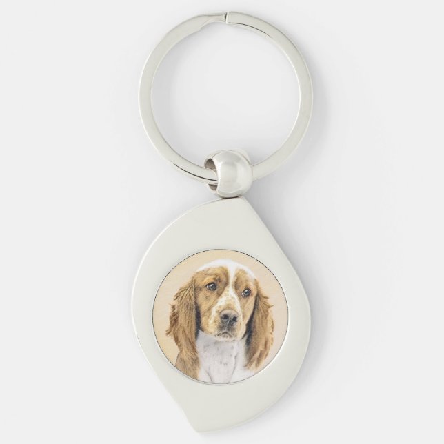 Welsh Springer Spaniel Painting - Original Dog Art Keychain (Front)