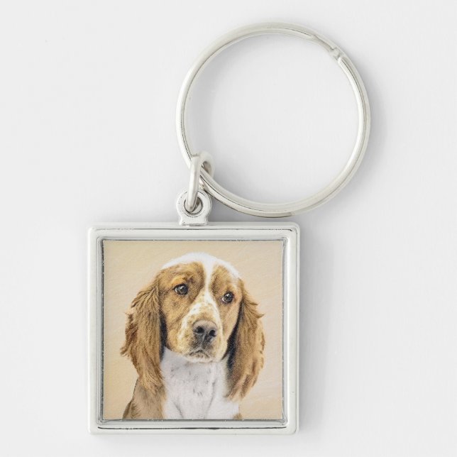 Welsh Springer Spaniel Painting - Original Dog Art Keychain (Front)