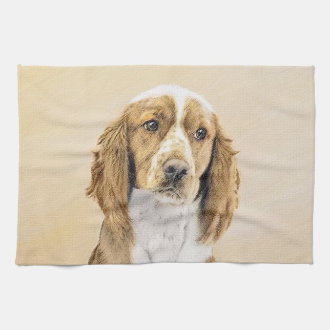 Welsh Springer Spaniel Painting - Original Dog Art Kitchen Towel (Horizontal)