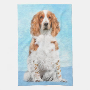 Welsh Springer Spaniel Painting - Original Dog Art Kitchen Towel
