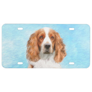 Welsh Springer Spaniel Painting - Original Dog Art License Plate