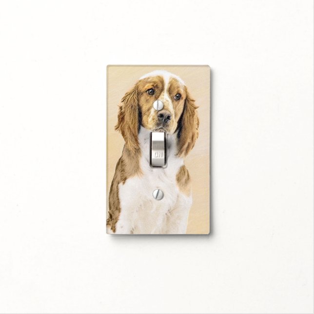 Welsh Springer Spaniel Painting - Original Dog Art Light Switch Cover (In Situ)