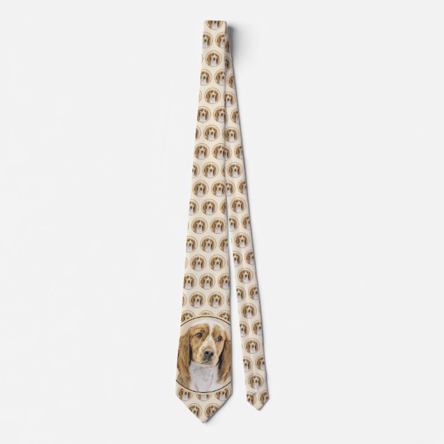 Welsh Springer Spaniel Painting - Original Dog Art Neck Tie (Front)