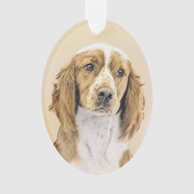 Welsh Springer Spaniel Painting - Original Dog Art Ornament (Front)