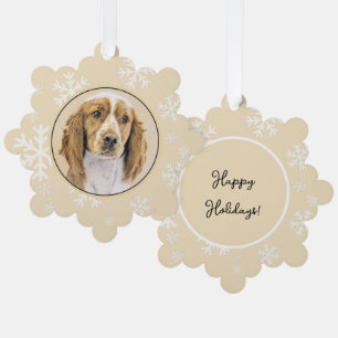 Welsh Springer Spaniel Painting - Original Dog Art Ornament Card