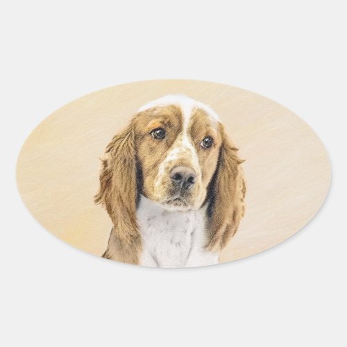 Welsh Springer Spaniel Painting _ Original Dog Art Oval Sticker