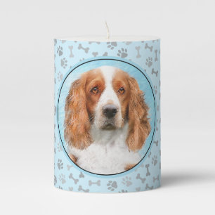 Welsh Springer Spaniel Painting - Original Dog Art Pillar Candle