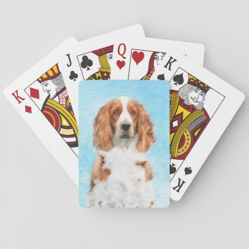 Welsh Springer Spaniel Painting _ Original Dog Art Playing Cards